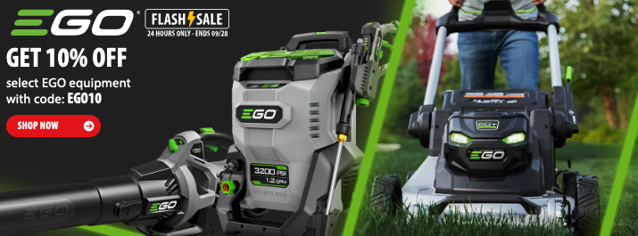 EGO cordless outdoor power equipment on sale at Acme Tools save 10% with promo code EGO10