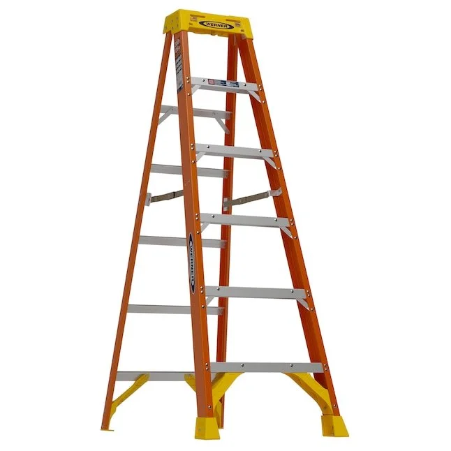 Werner and Little Giant ladders on sale at Lowe's including fiberglass step ladders, aluminum extension ladders, and multi position convertible ladders