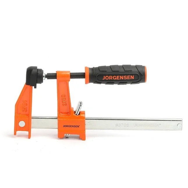 Jorgensen 6 Inch 600 lb medium duty steel bar clamp with orange enamel finish