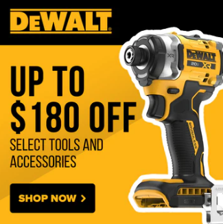 DEWALT power tools on sale at The Tool Nut with savings up to $180 off select models for a limited time