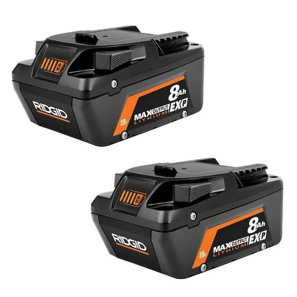 RIDGID 18V 8.0 Ah MAX Output EXP Lithium Ion Battery 2 pack model AC840080 on sale for $179 at The Home Depot.
