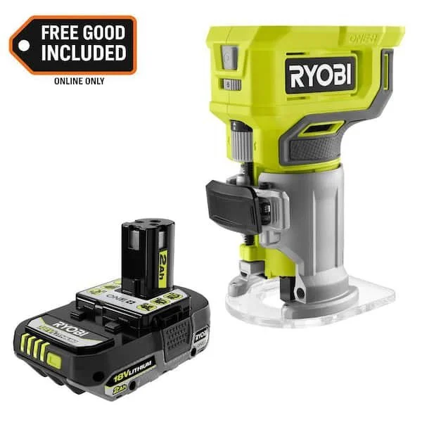 RYOBI ONE+ 18V Cordless Compact Fixed Base Router PCL424B with 2.0 Ah battery at The Home Depot