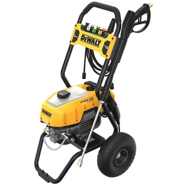 DEWALT 2400 PSI 1.1 GPM cold water electric pressure washer with soap tank and 10 inch pneumatic wheels on sale for $199, save $190.02 today only