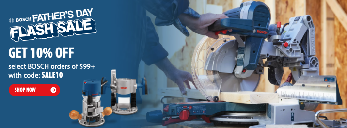 Acme Tools 10% off promotion on select Bosch power tools and accessories with code SALE10 on orders of $99 or more, with a maximum discount of $150 per order, valid online only through June 4, 2026.