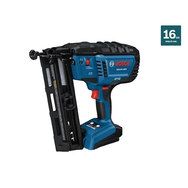 Bosch 18V Brushless Cordless 16 Gauge Finish Nailer on a white background.
