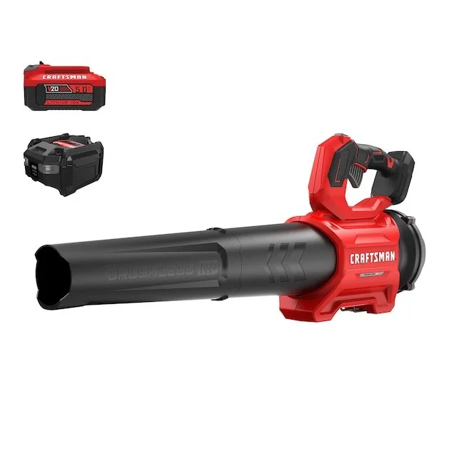 CRAFTSMAN V20 brushless RP 20 volt cordless handheld leaf blower with 5.0Ah battery and charger on sale for $99 at Lowe's, $60 off today only
