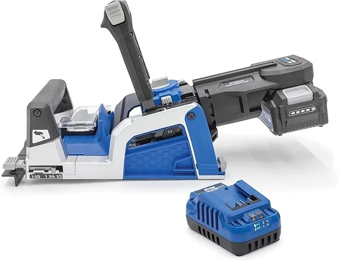 Kreg Rebel 20V cordless pocket hole joiner kit with blue ion charger and 4Ah battery pack on sale at Amazon