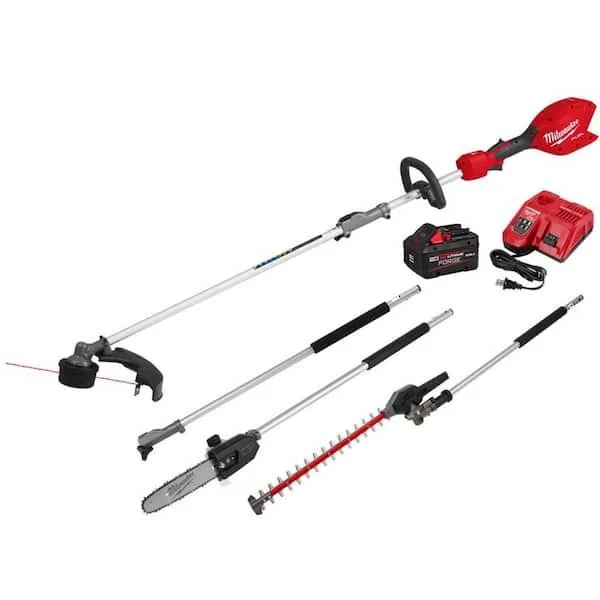 Milwaukee M18 FUEL 16 inch QUIK LOK cordless string trimmer 8.0Ah kit with pole saw, articulating hedge trimmer, and 3 foot extension attachments on sale at Home Depot for $659, $170 off the regular $829