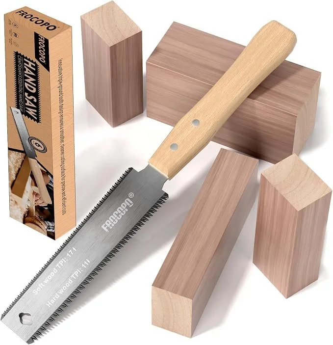 Frocopo 6 inch Japanese flush cut pull saw with flexible double edge 17/11 TPI blade and wooden handle on sale