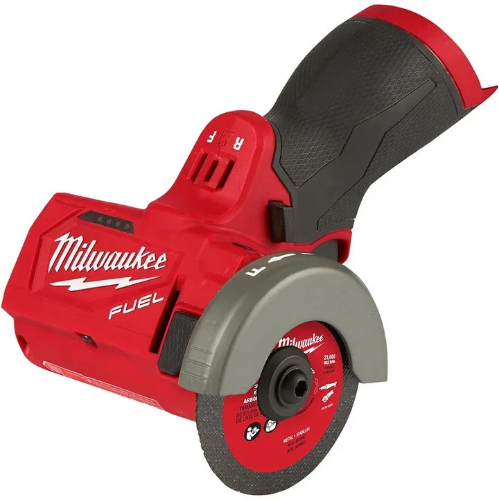 Milwaukee M12 FUEL 3 Inch Compact Cut Off Tool bare tool with guard and cut off wheel