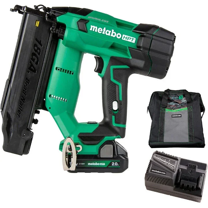 Metabo HPT 18V Cordless 18 Gauge Brad Nailer Compact Kit with 2Ah battery and free bonus 18V 2Ah battery on sale at Acme Tools for $209, save 40% off the original $349 price