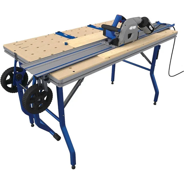 Kreg Adaptive Cutting System Master Kit with plunge cut track saw, 62 in. guide track, and foldable project table