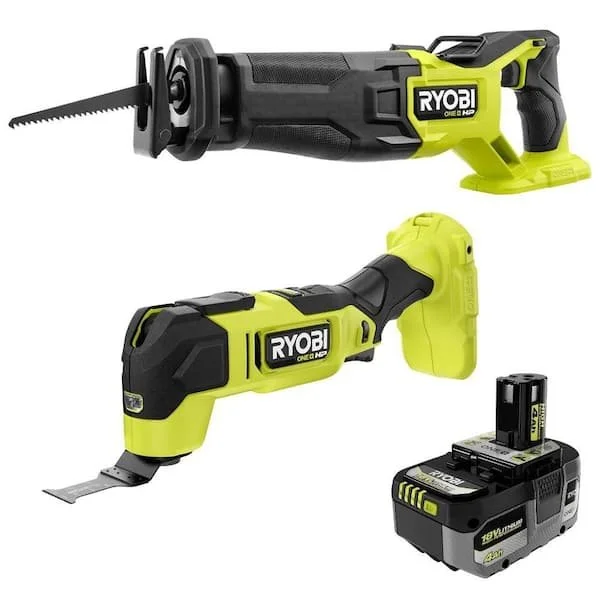 RYOBI ONE+ HP Brushless Multi Tool and Reciprocating Saw kit with 4.0 Ah High Performance battery
