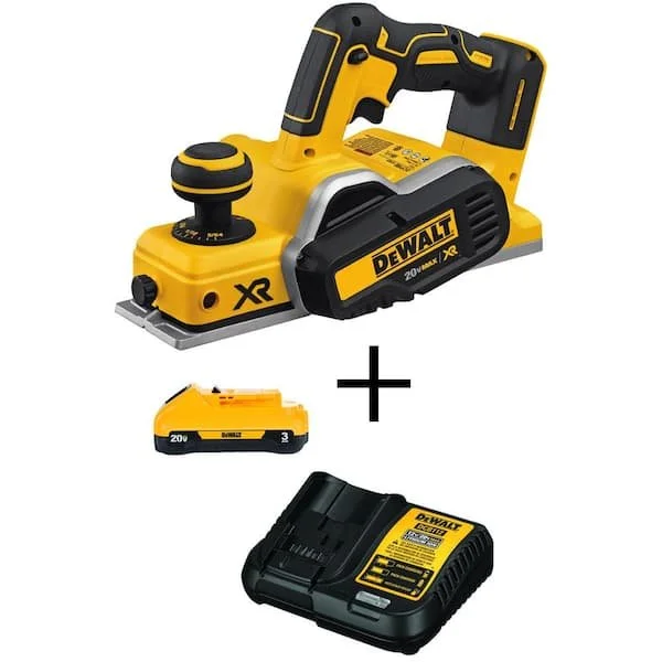 DEWALT 20V MAX XR cordless brushless 3 1/4 inch planer kit with 3.0Ah battery and charger