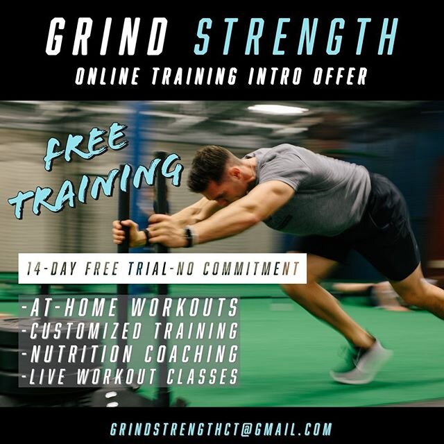 Looking to get more out of your at home training? With gyms closed for at least another month, we are offering a FREE 14-day trial to keep your training going strong! Customized workouts, Live Classes, access to our private Facebook training group an