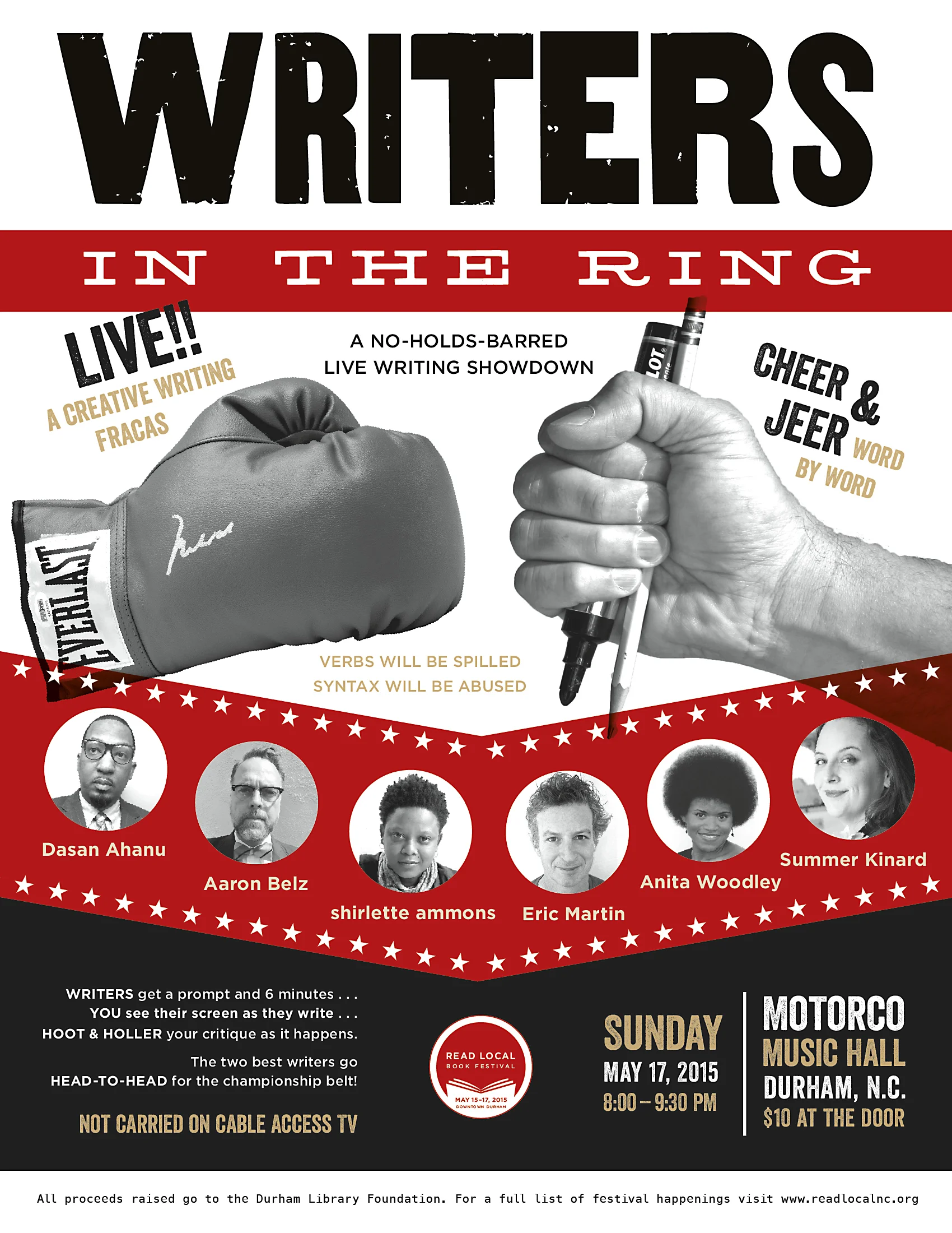 Literary event organized by Chris Vitiello as part of the Read Local Literary Festival which H&B helped organize and sponsor. Proof that an 8.5 x 11 flyer can be visually arresting AND carry a lot of information.