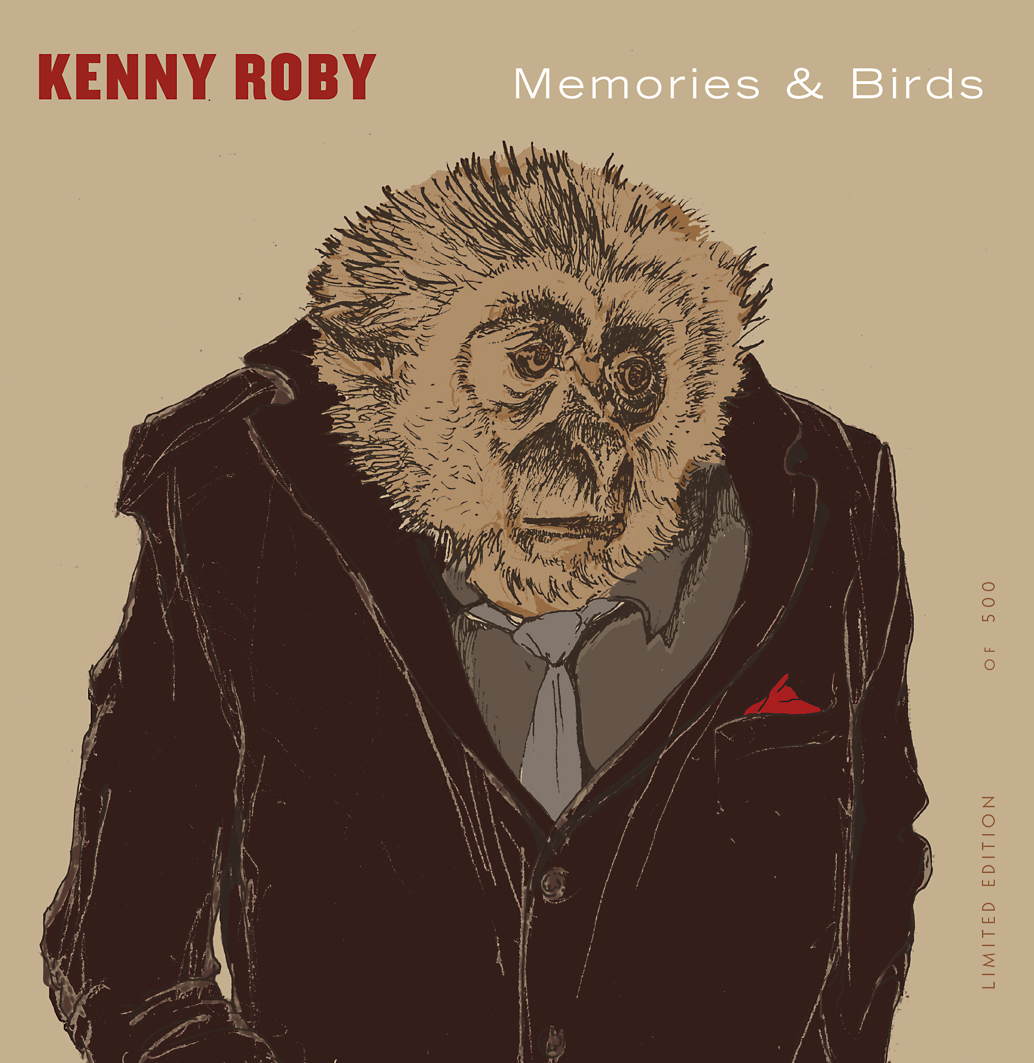 CD front cover. Singer as show monkey. Drawing of Mr. Gibbon as lounge singer by Jason Seale.
