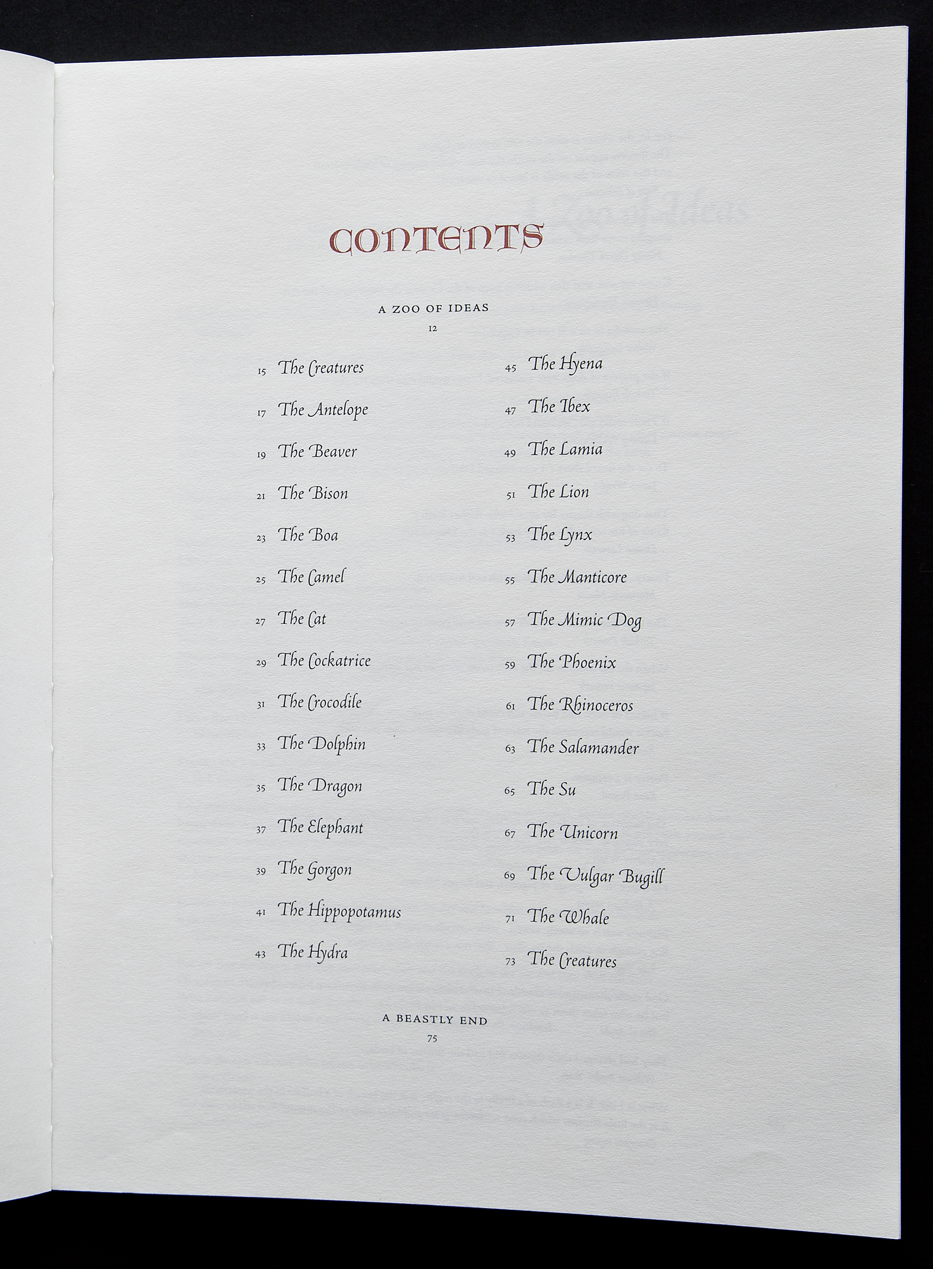  Lombardic Capitals used for the Contents page. 