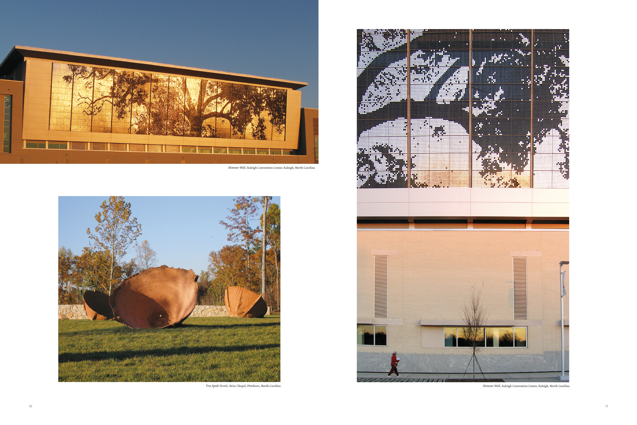  Spread from the section of photographs from site-specific installations across North Carolina. 