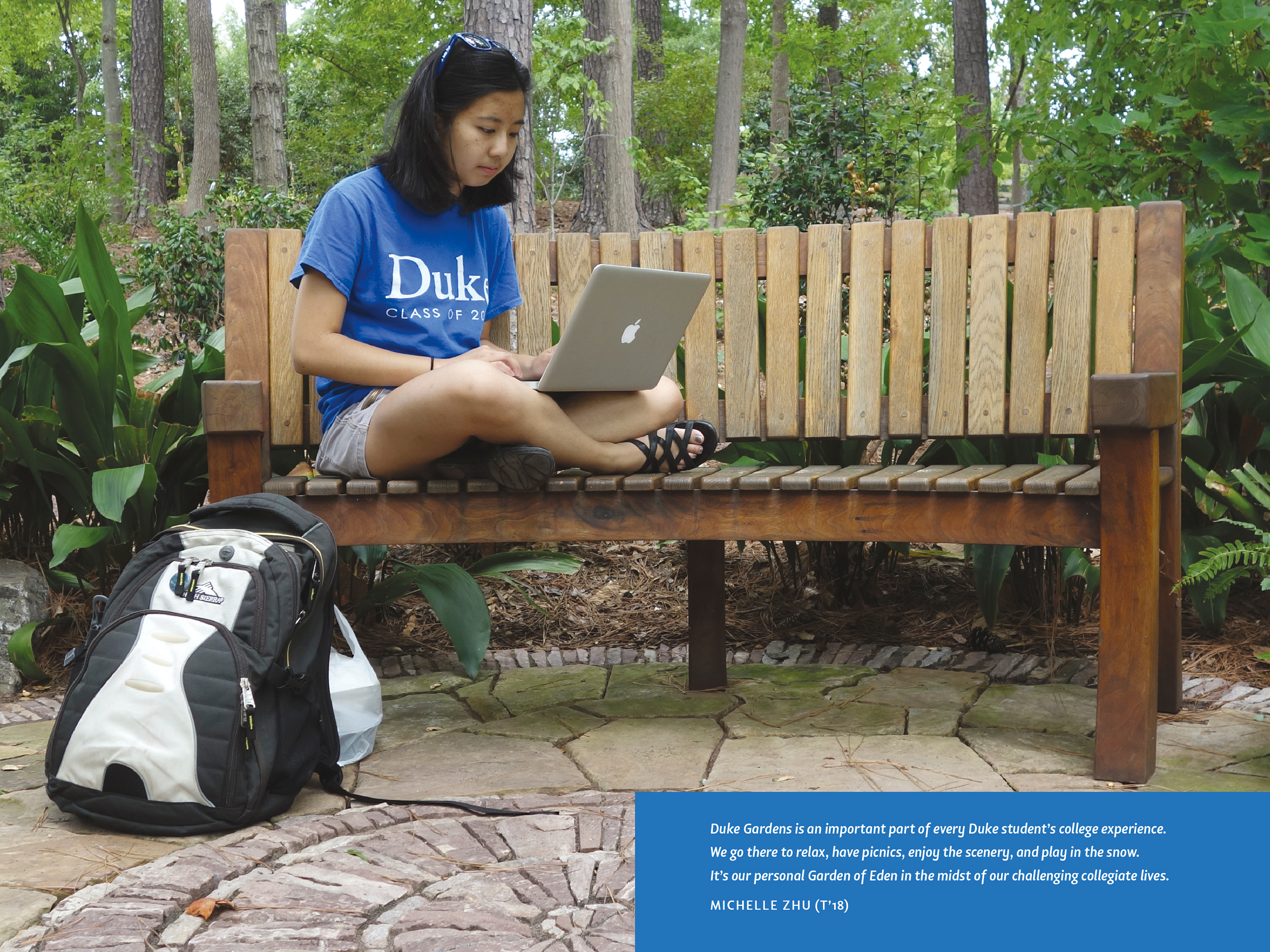  Several spreads feature text from students using the gardens as a study center. 