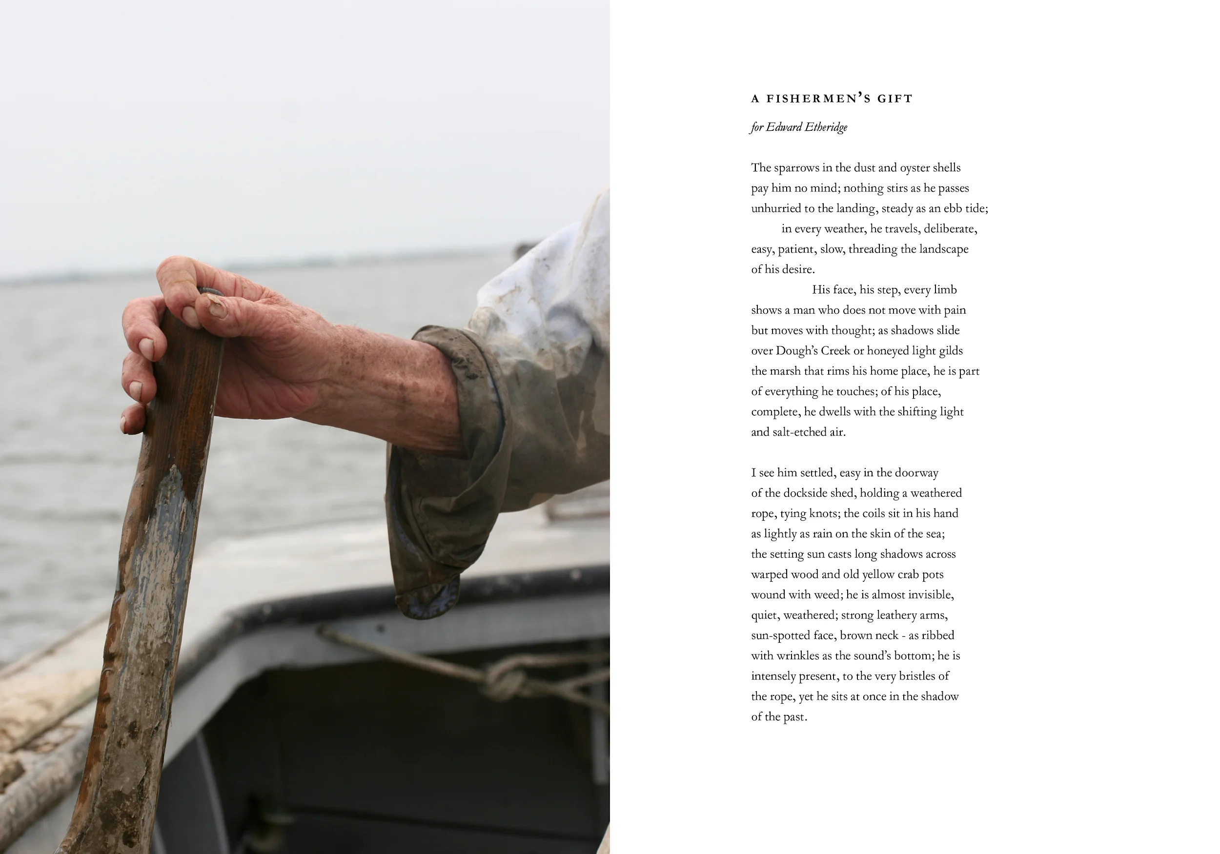 Opening spread of a ten page photo/poem essay.