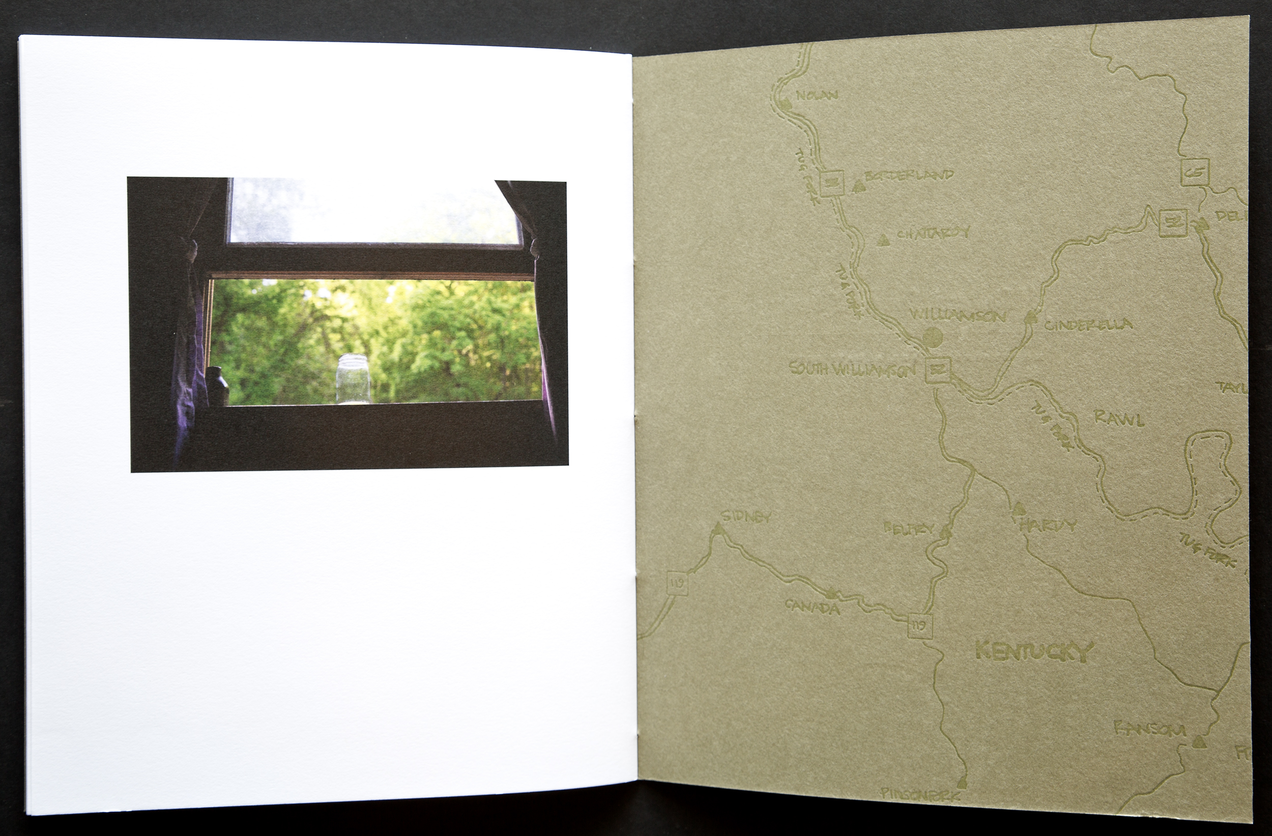  The image narrative is paused as volume one ends. The map on the inside back cover is lettepress printed and carries over onto the front cover of volume two. 