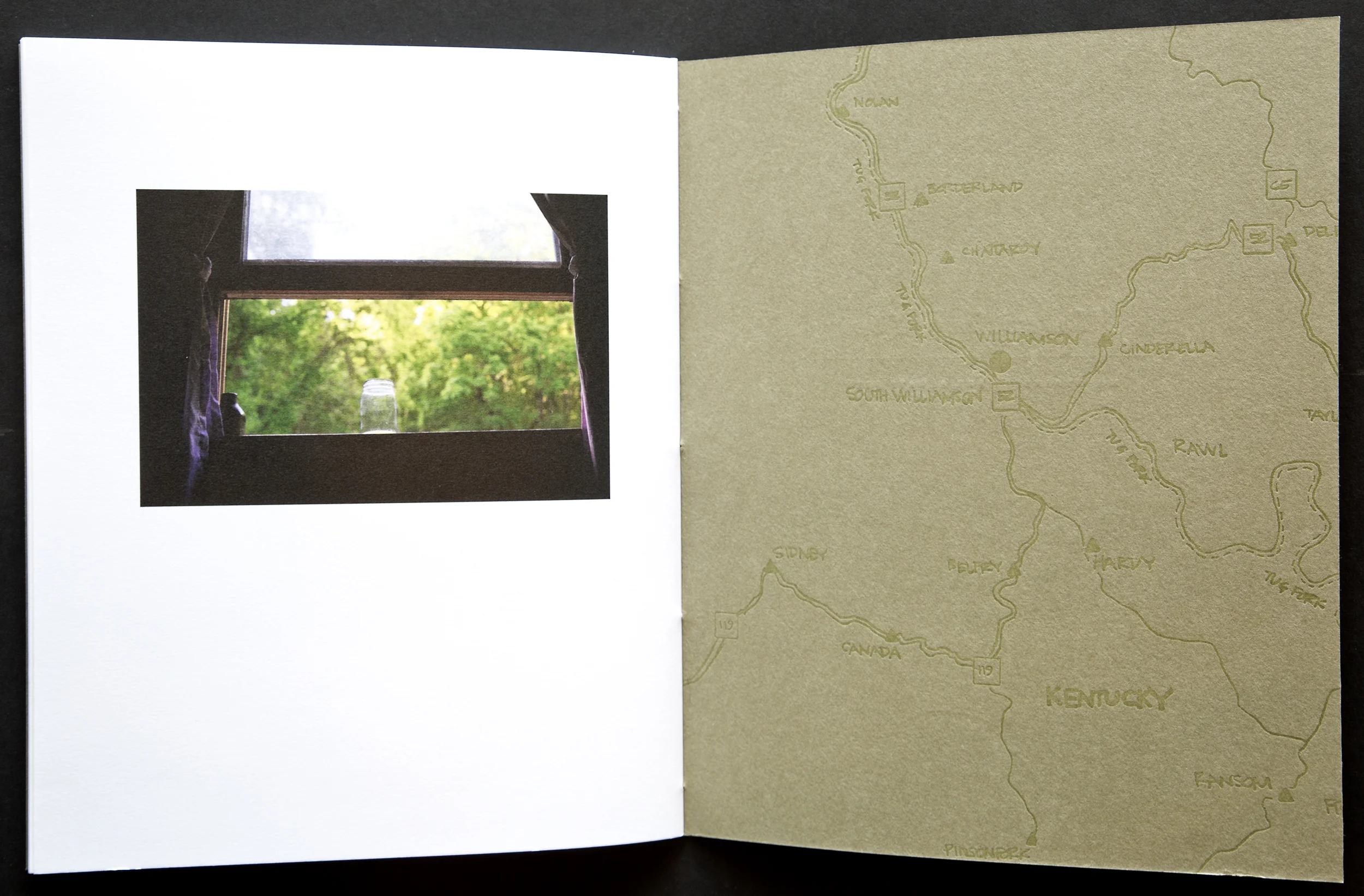 The image narrative is paused as volume one ends. The map on the inside back cover is lettepress printed and carries over onto the front cover of volume two.