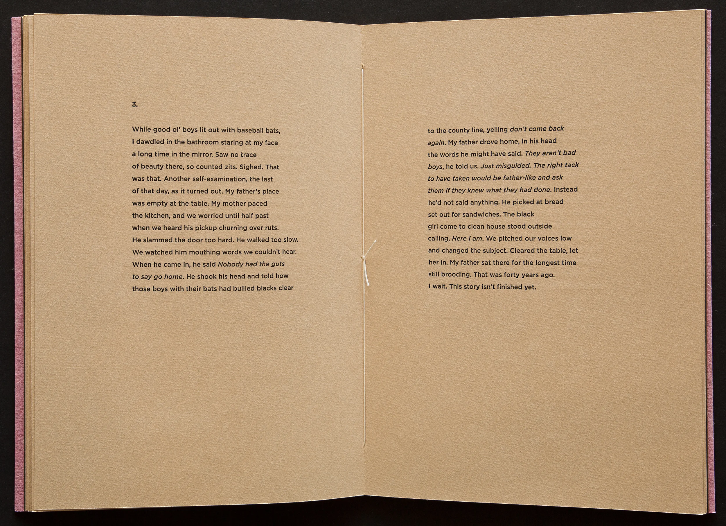 Centerfold spread. We used a tan paper to bring to the life the dirt roads and feel of the Georgia countryside depicted in the poems.
