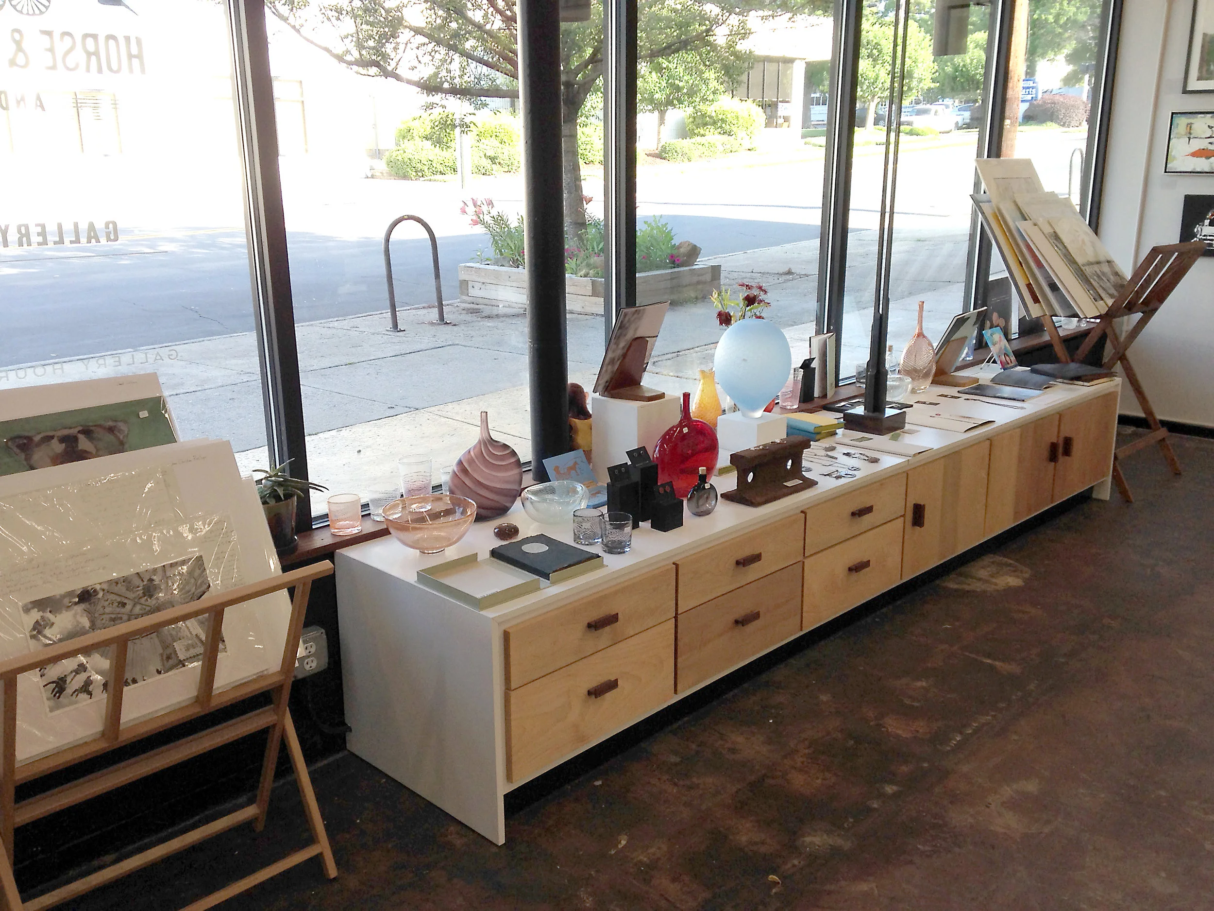 Marc Smith made much of our exhibit infrastructure including this display bench . . .