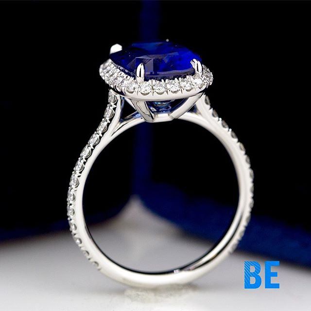 Blue Cushion Sapphire extravaganza in a most delicate micro pave halo! #instaring #sapphire #instajewellery #artofliving #glamour #lovehermadly #breathtaking #cupid #cushioncrush #dreamscometrue #sparkle #divinersofinstagram #bespokejewellery #shesai