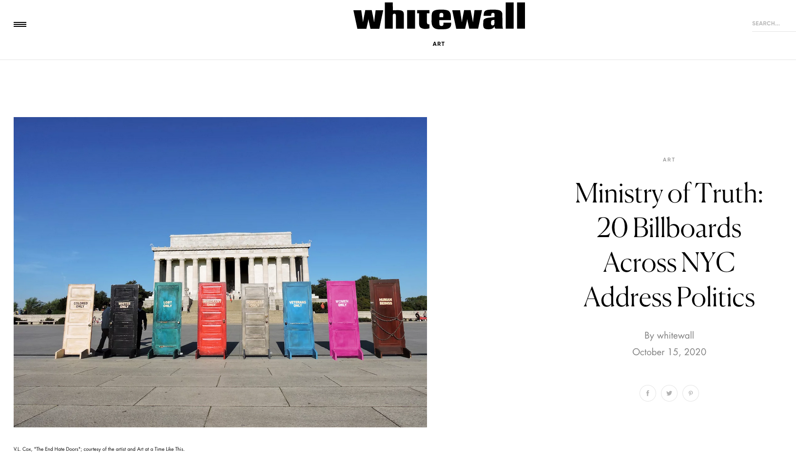 Ministry of Truth: 20 Billboards Across NYC Address Politics - WHITEWALL 2020