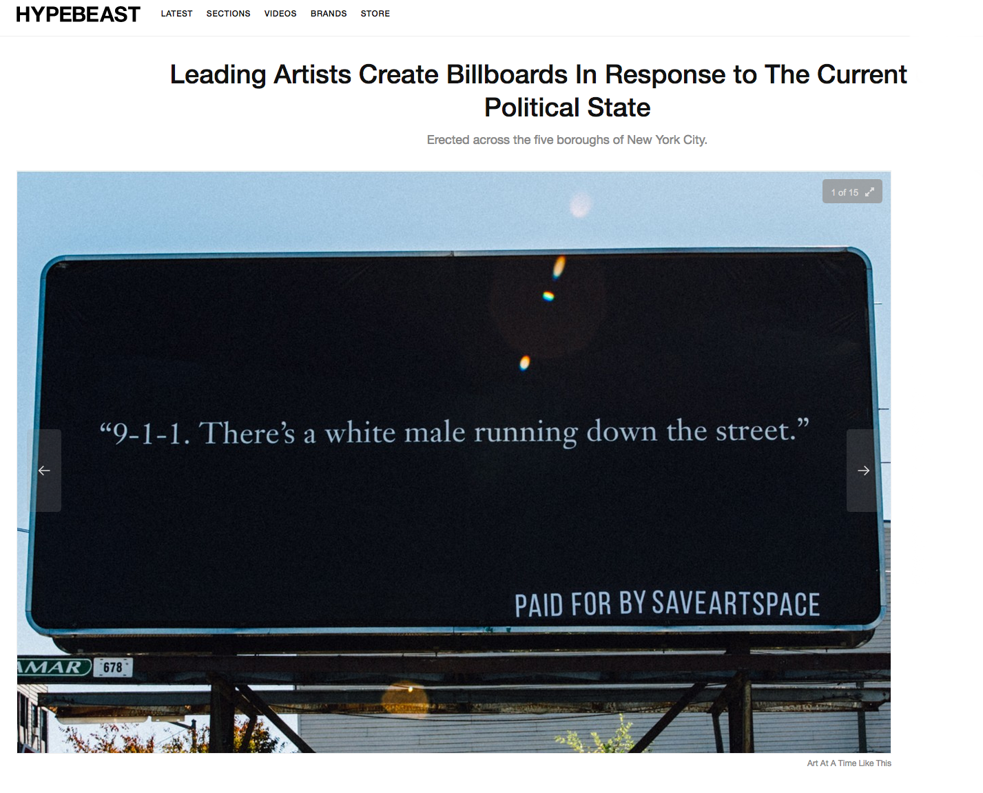 Leading Artists Create Billboards In Response to The Current U.S. Political State - HYPEBEAST 2020