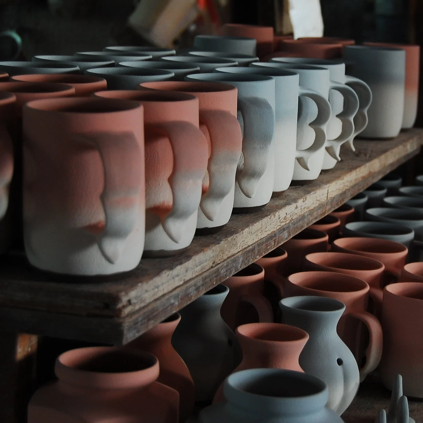  Each piece has both white and colored glaze applied, creating our unique and distinctive appearance.    