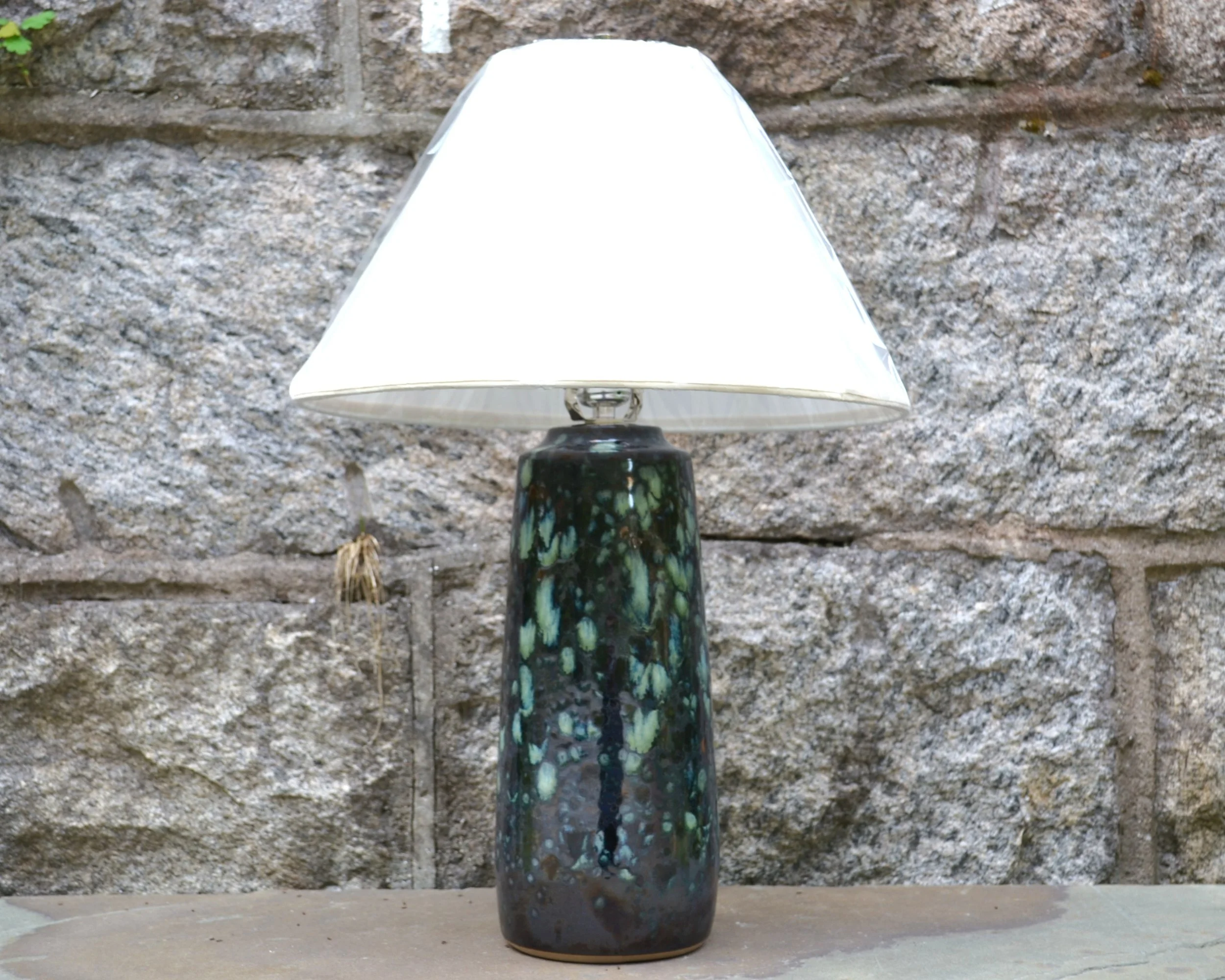 Column Lamp in pewter spatter glaze