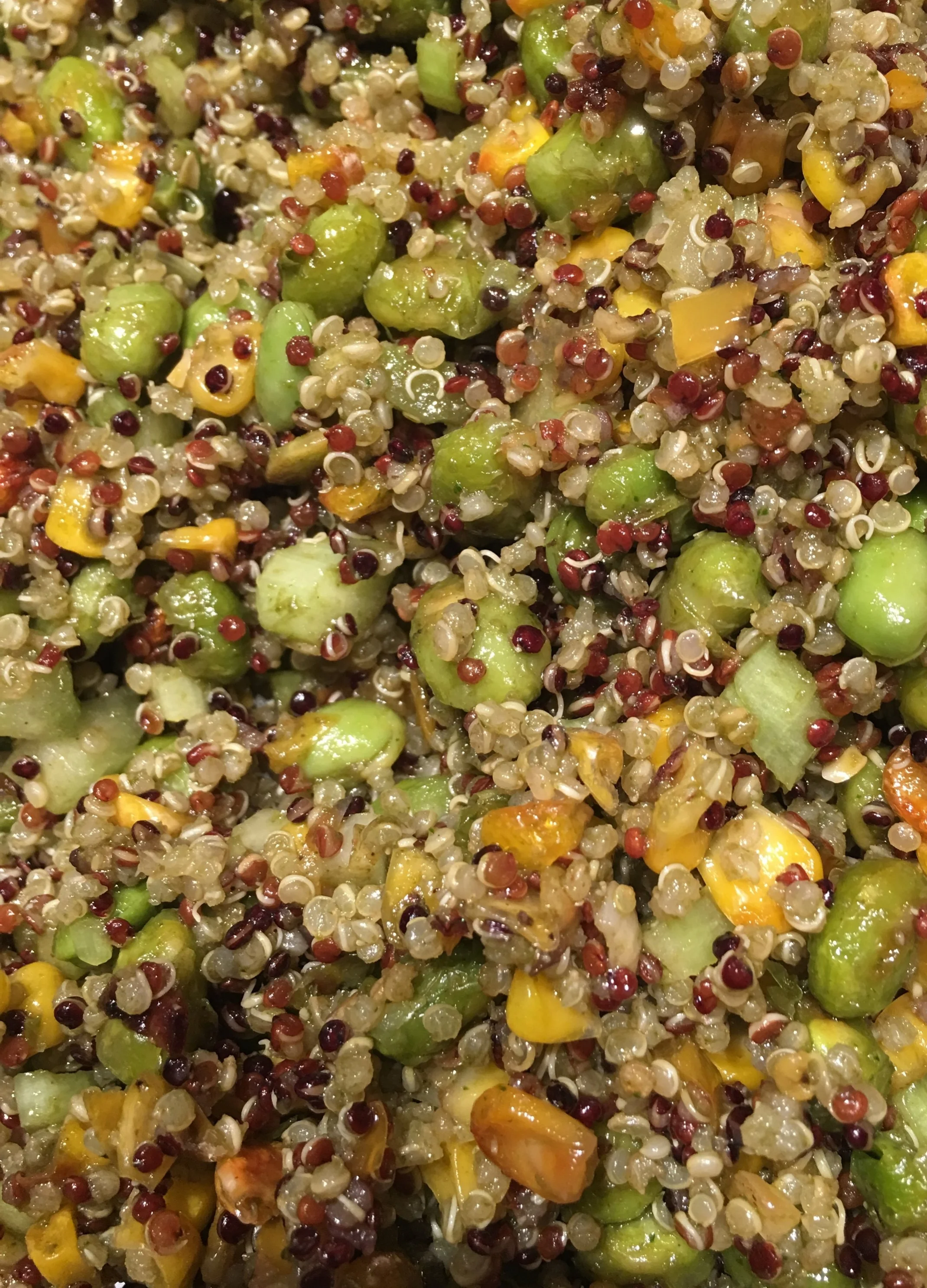 Roasted Edamame and Quinoa Salad with Cilantro Lime Dressing