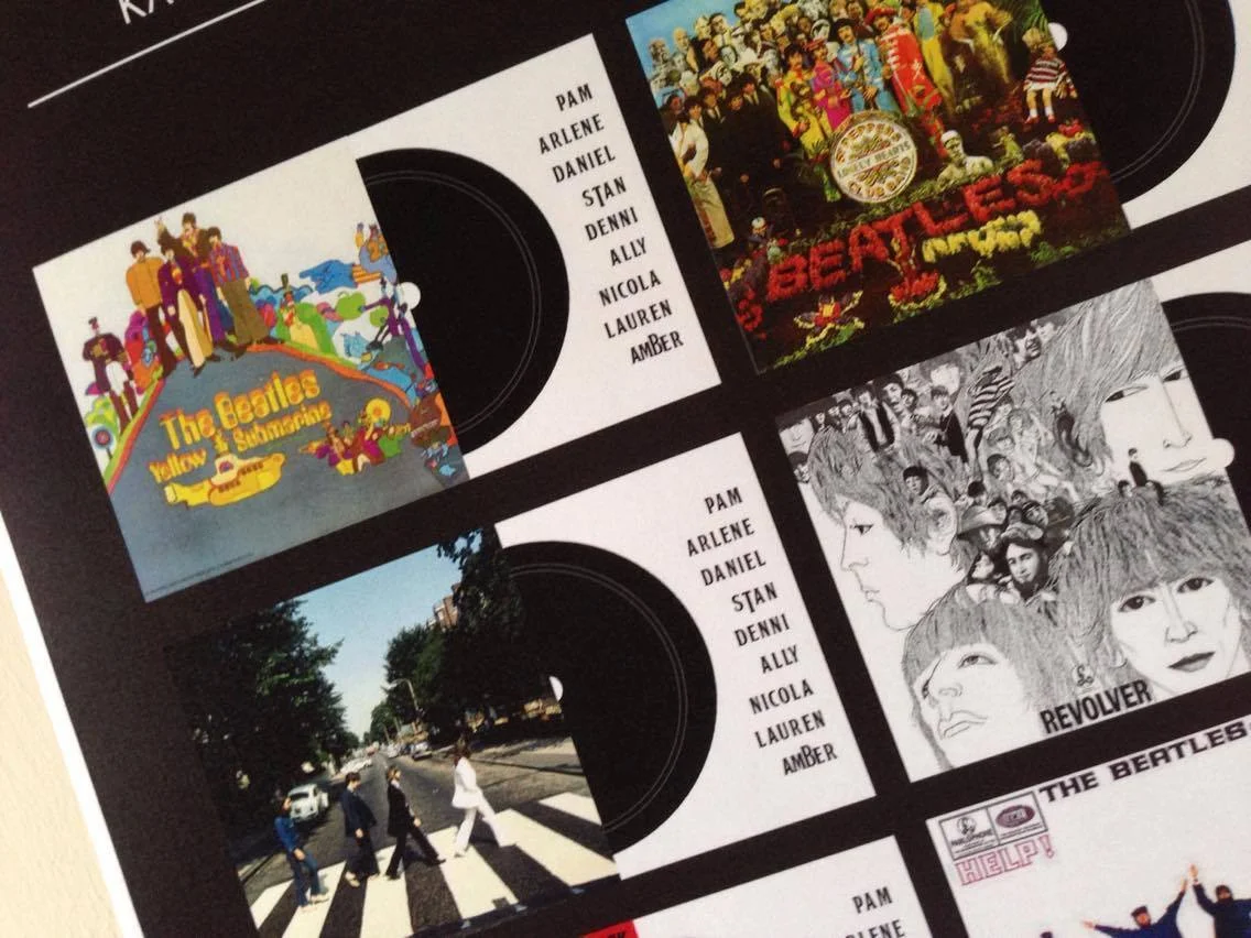 BEATLES RECORD THEMED SEATING PLAN