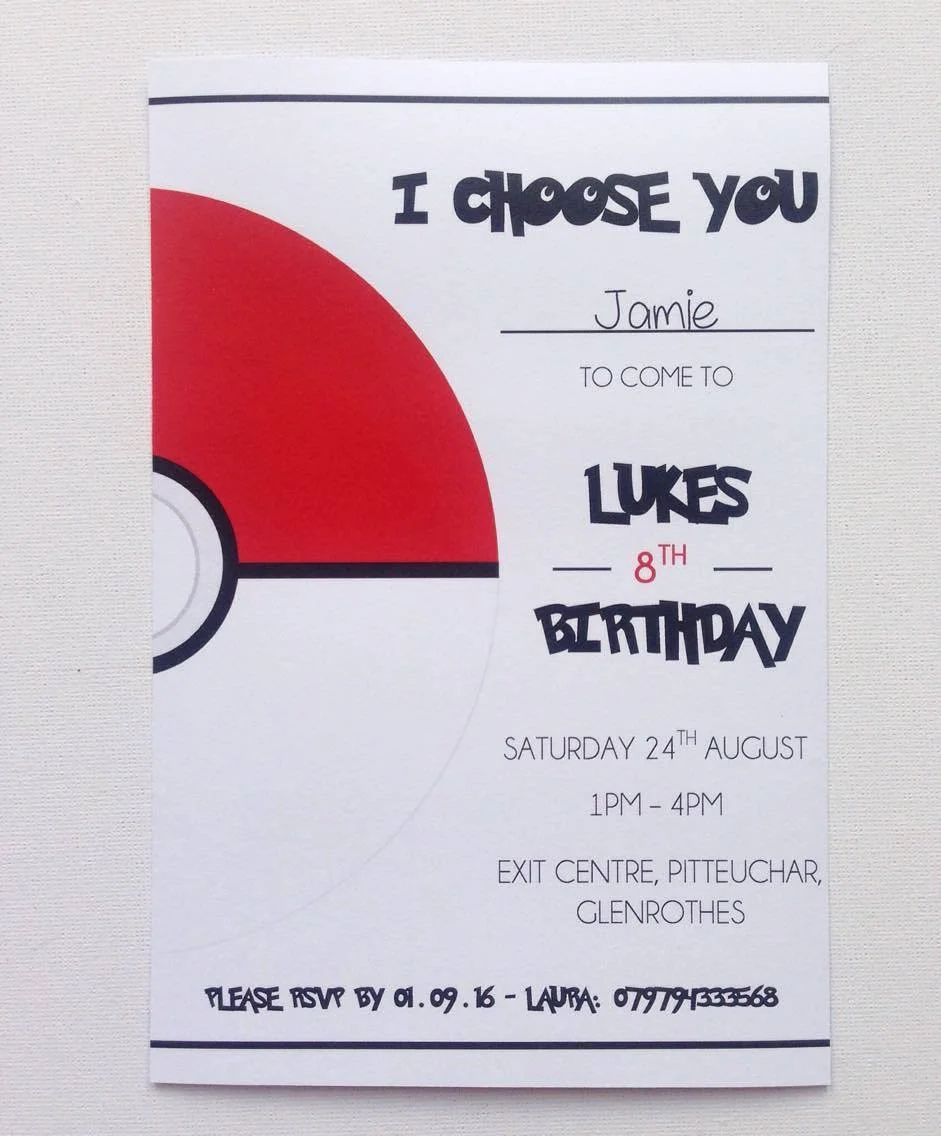 POKEMON THEMED INVITES