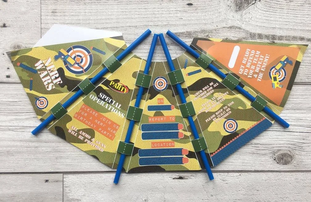 NERF WAR TEEPEE INVITES
