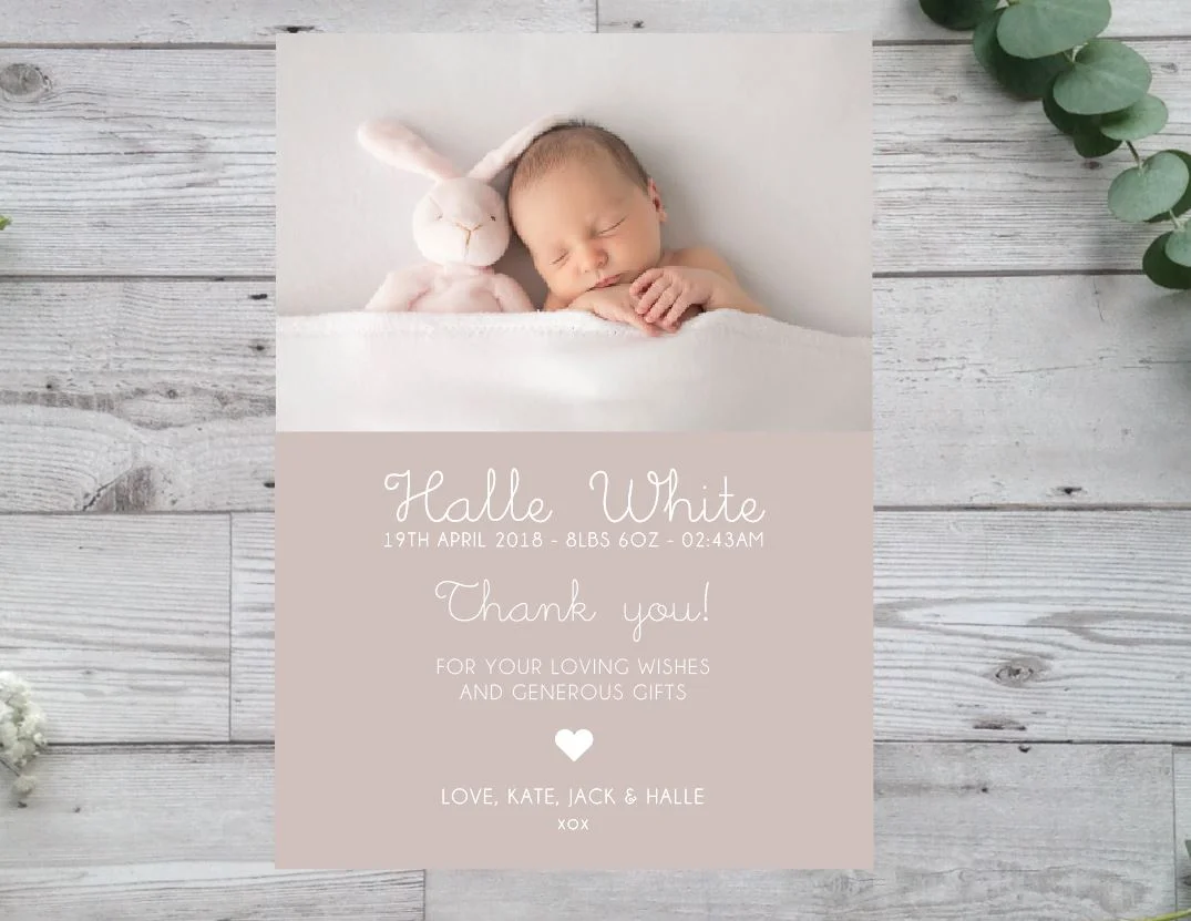 NEW ARRIVAL THANK YOU POSTCARDS - BLOCK STYLE