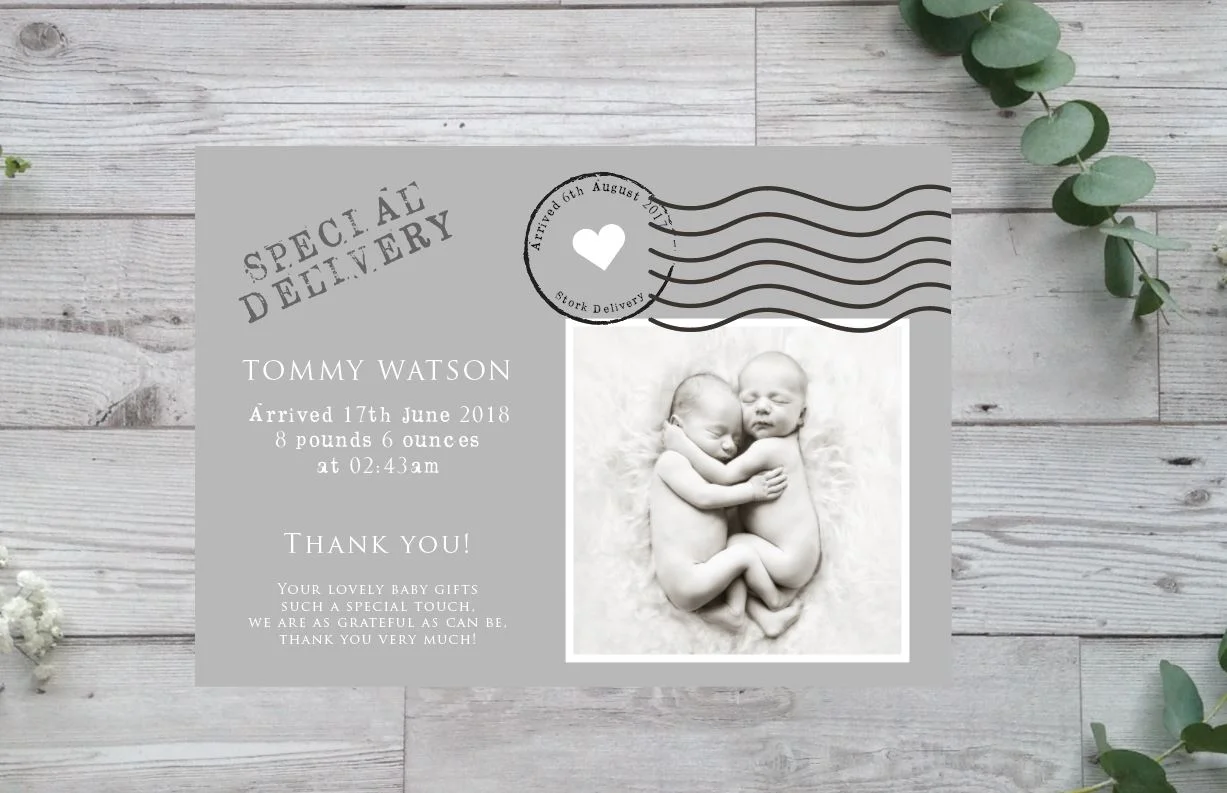 SPECIAL DELIVERY THANK YOU POSTCARDS