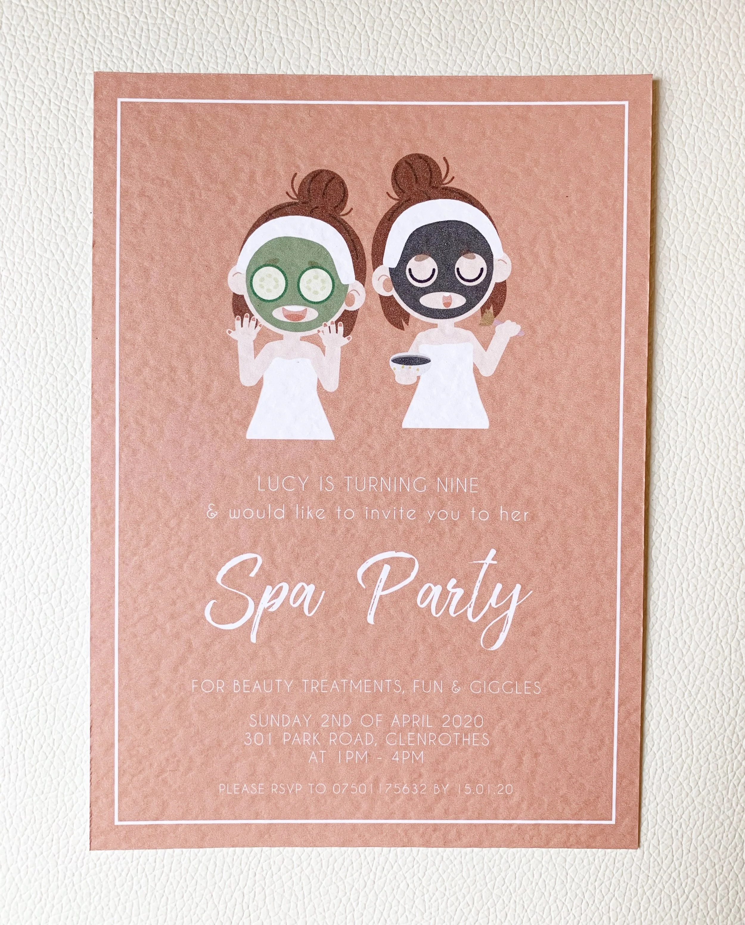 SPA PARTY THEMED INVITES