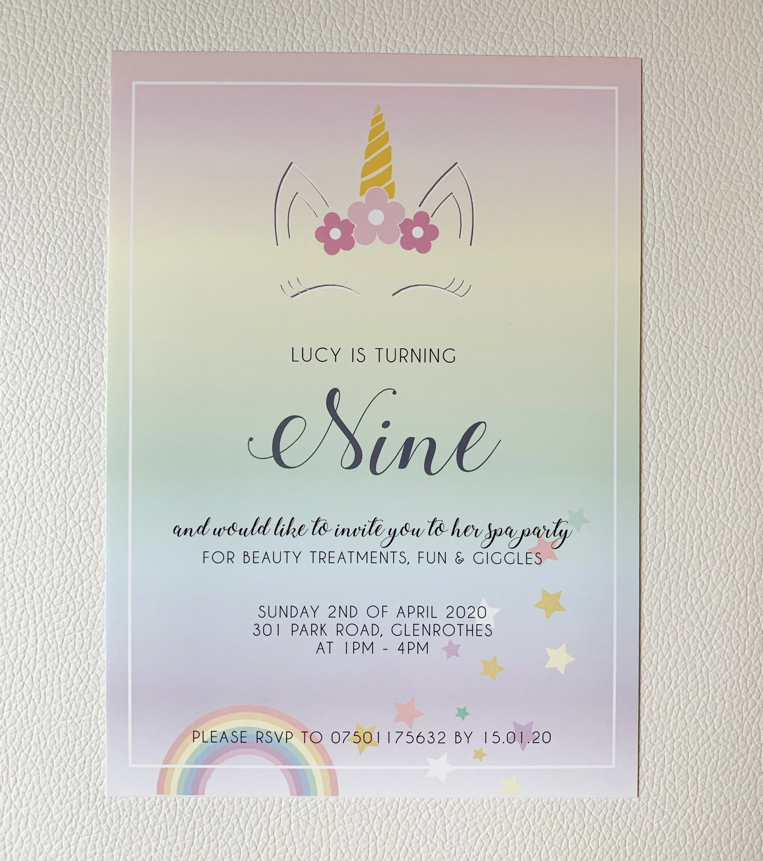 UNICORN THEMED INVITES