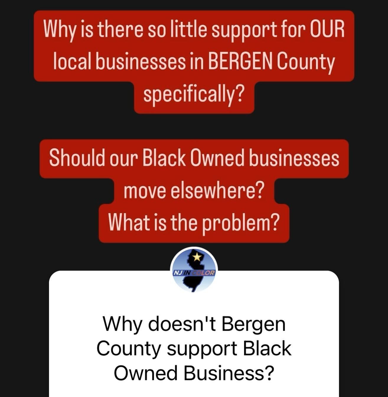 🗣️ REAL TALK: Bergen County, we need to have a conversation. 

Why is there so little support for OUR local businesses in Bergen County specifically? 

Why is it so difficult to maintain a thriving Black Owned Business in Bergen County? 

Should our