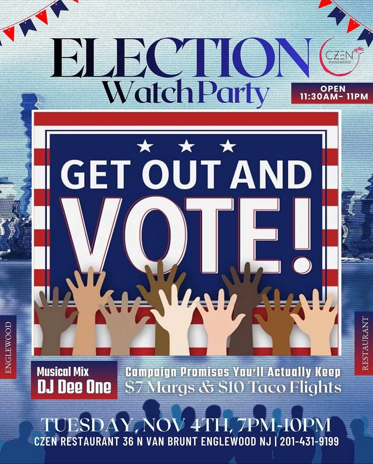 NJ WATCH PARTIES‼️ You have less than 1 hour to VOTE‼️ Cast your ballot, then watch the results come in! SWIPE for a few local watch parties in our area. 🗳️