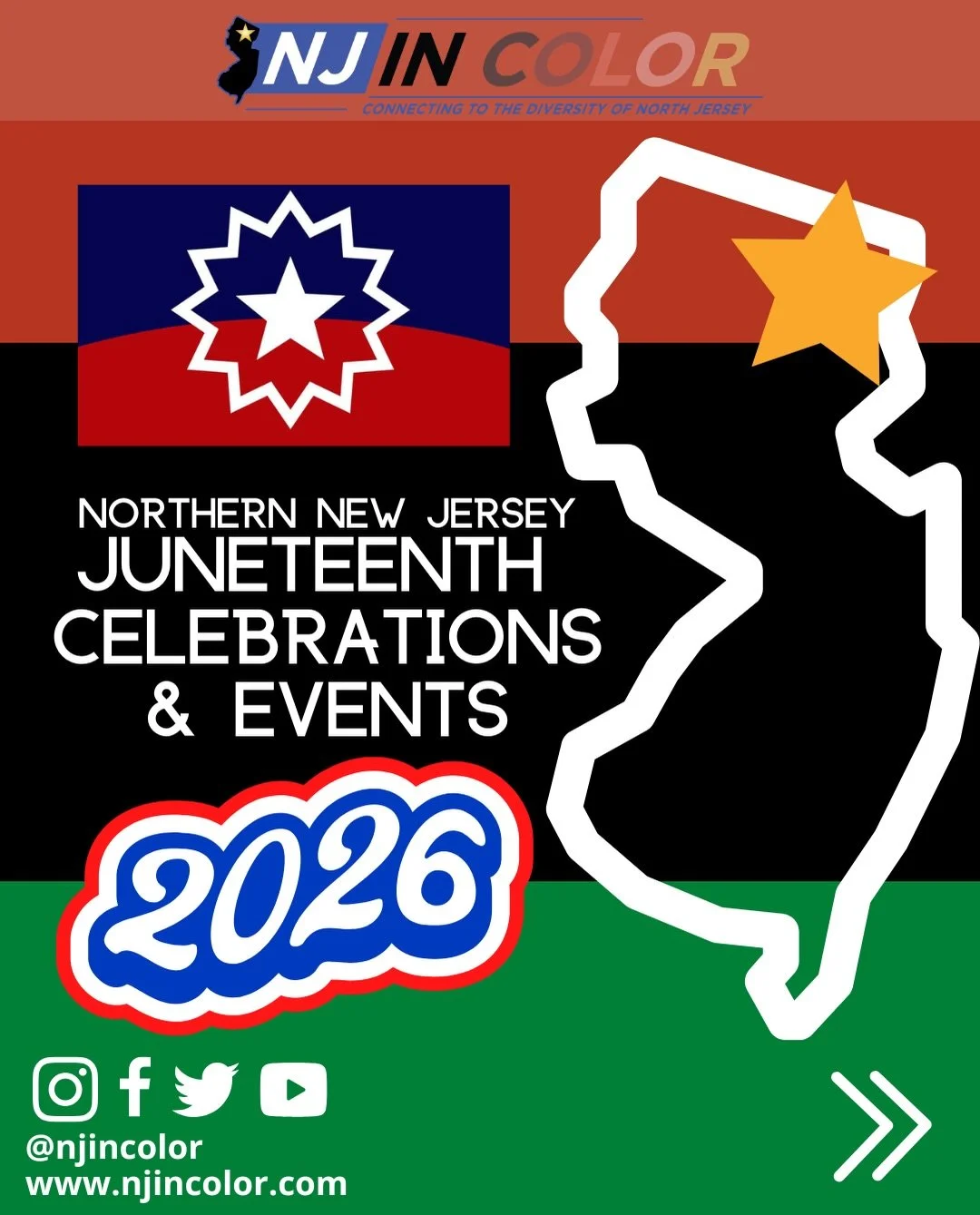 🔴⚪️🔵NJ JUNETEENTH EVENTS 2026 🔴⚫️🟢
SWIPE 👈🏾 👈🏾👈🏾

It&rsquo;s time to celebrate JUNETEENTH! Let&rsquo;s honor the legacy of what this holiday means for our people. It&rsquo;s our Freedom Day! 🙌🏾

There are several New Jersey based Juneteen