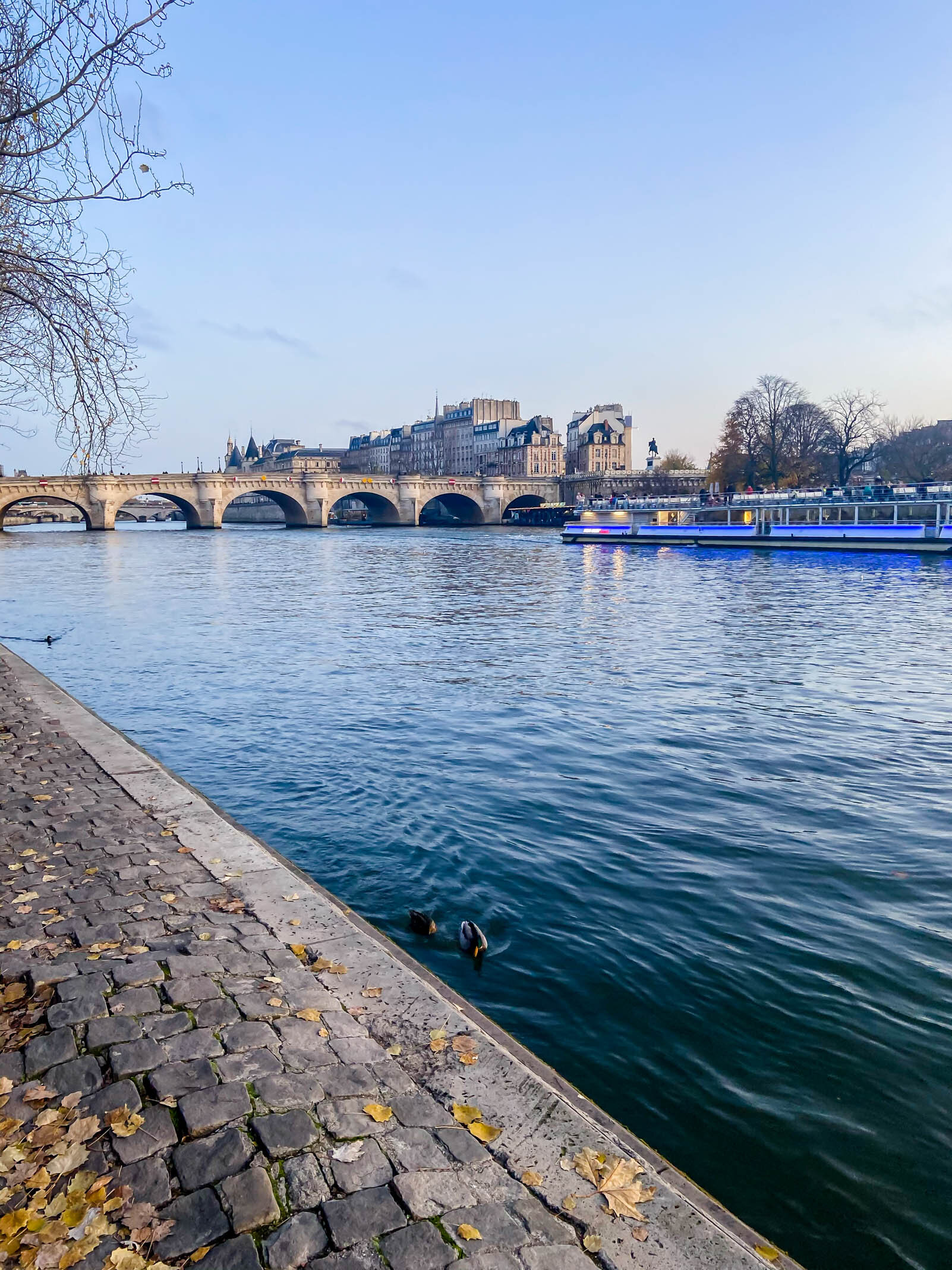 an evening stroll along the Seine