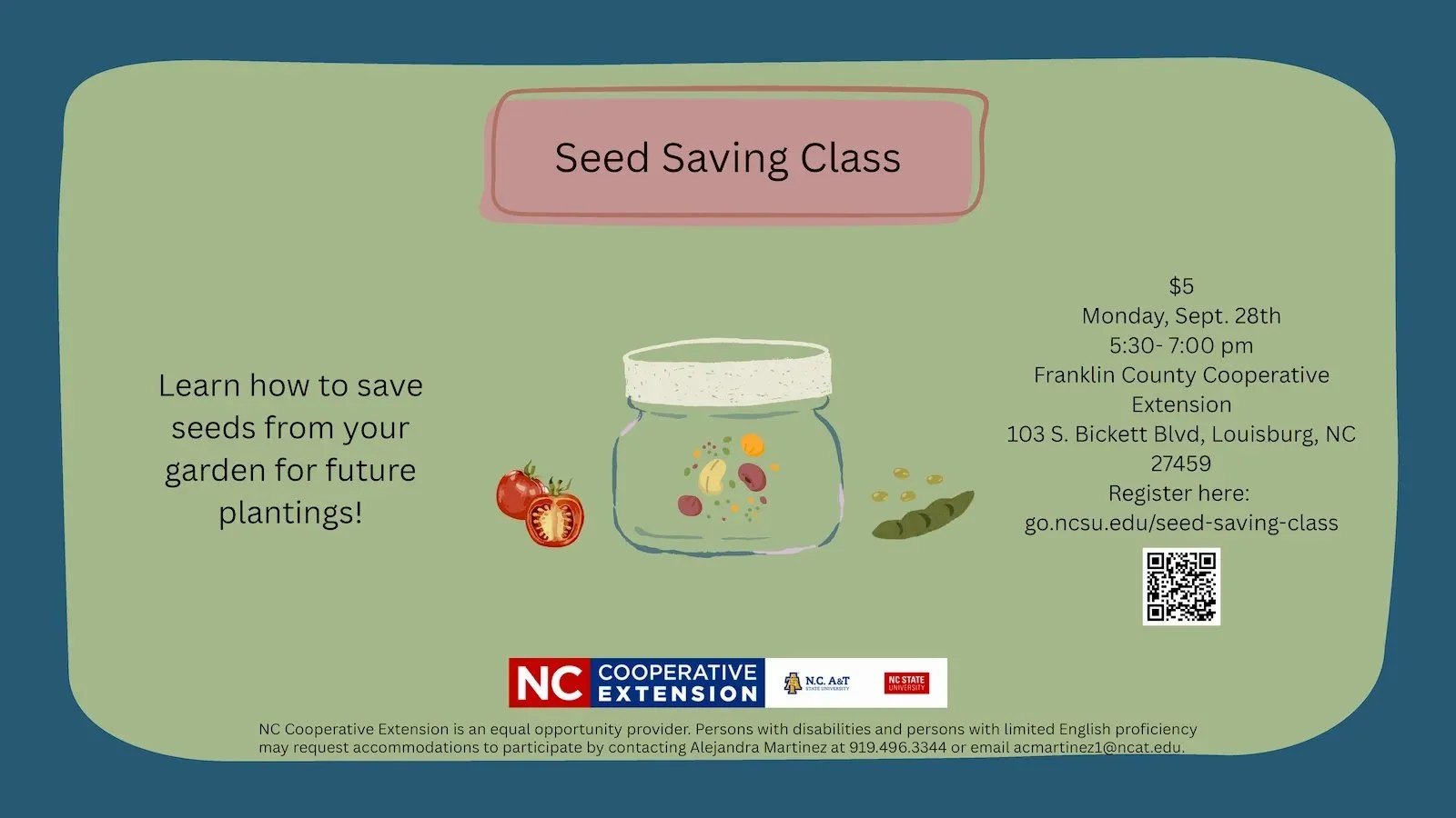 Seed Saving Class in Louisburg, NC