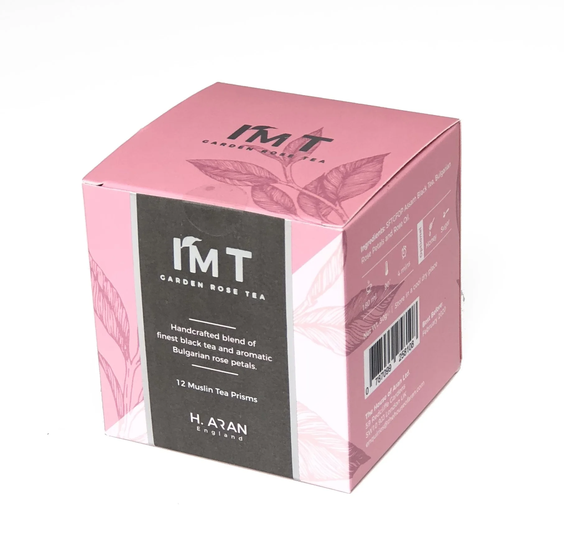 I'M T by The House of Aran Garden Rose Tea | Organic Tea, Luxury Tea, Premium Tea, Whole Leaf Tea, Cotton Muslin Tea Pyramid Teabag