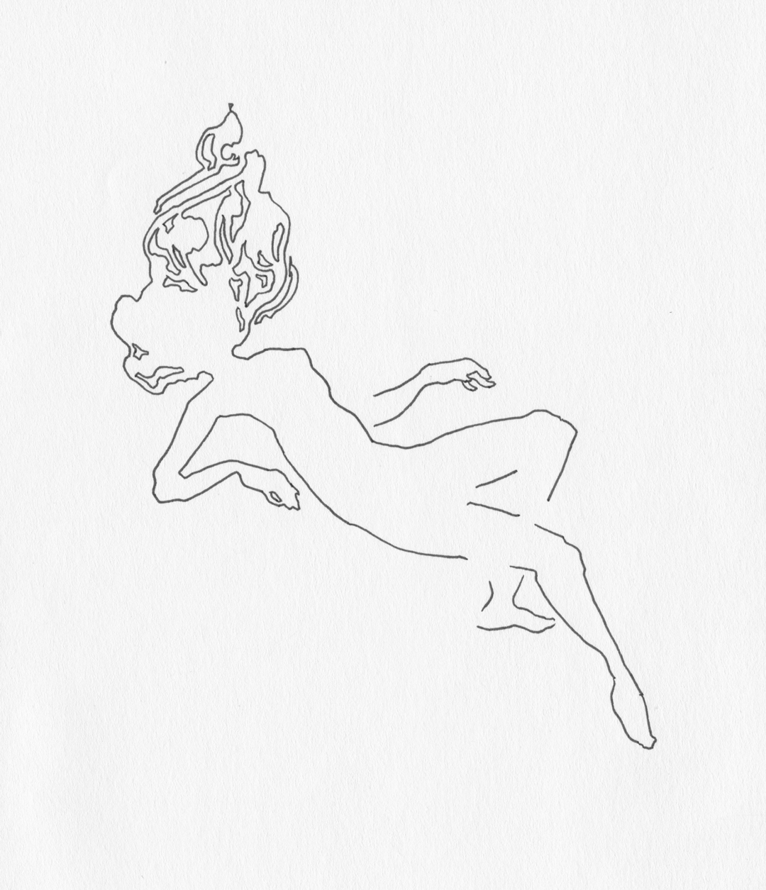"Falling," Art by Laura Dreyer, drawing in pen.