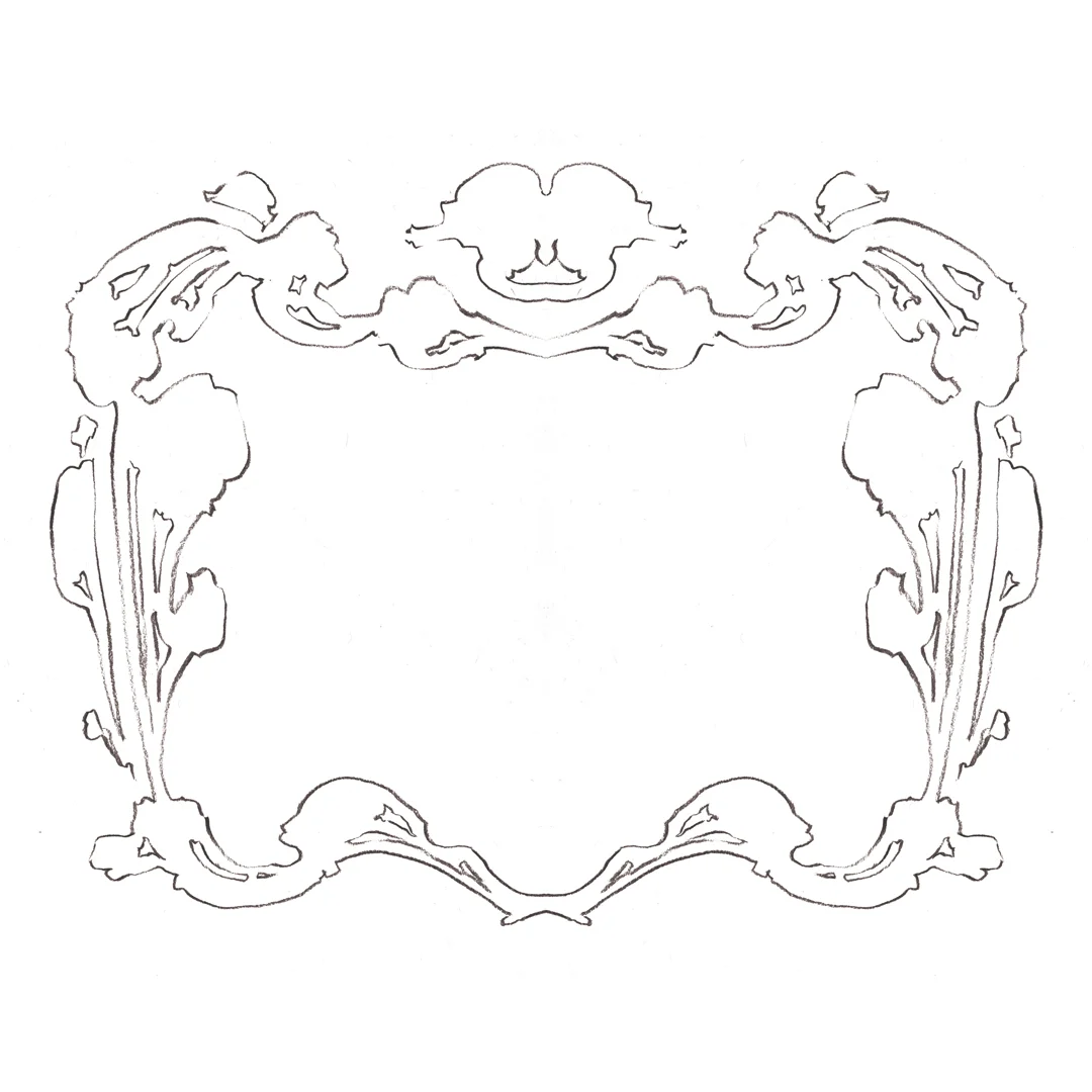 Art Nouveau fairy-tale border design, drawn by Laura Dreyer